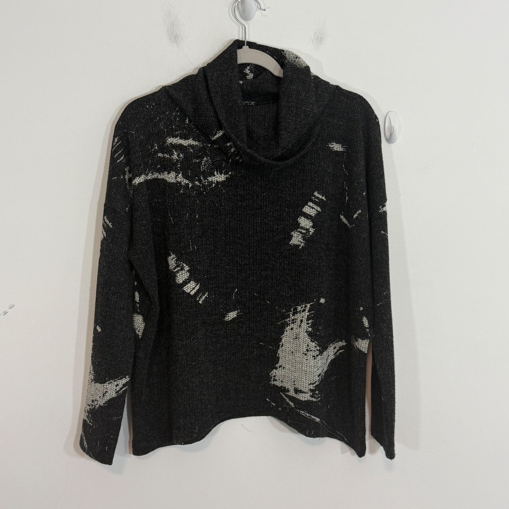 Clara Sunwoo Womens Cowl Neck Top L Black Abstract Art To Wear Avant Garde